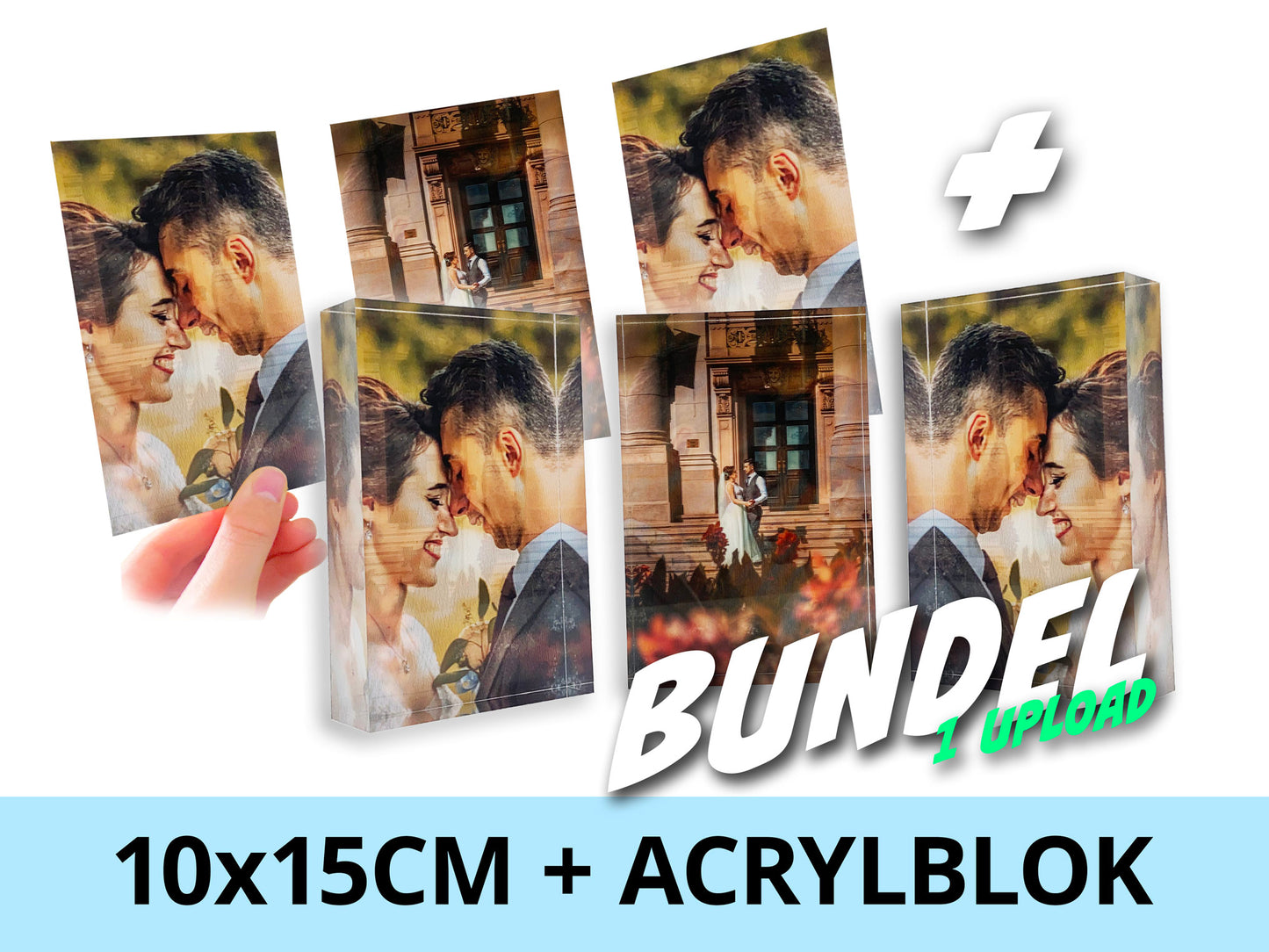 Lenticulaire 2 in 1 Acrylblok + 10x15cm BUNDEL