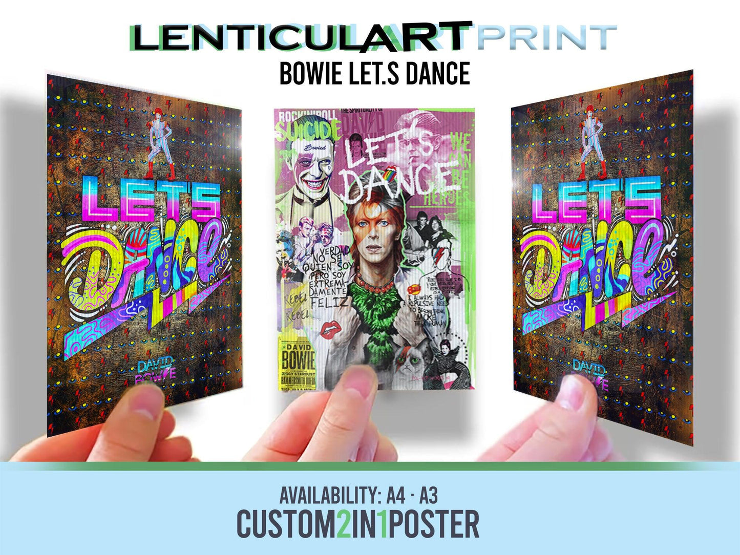 Bowie Let's Dance | LenticulArt van PolArtworks | A4 & A3